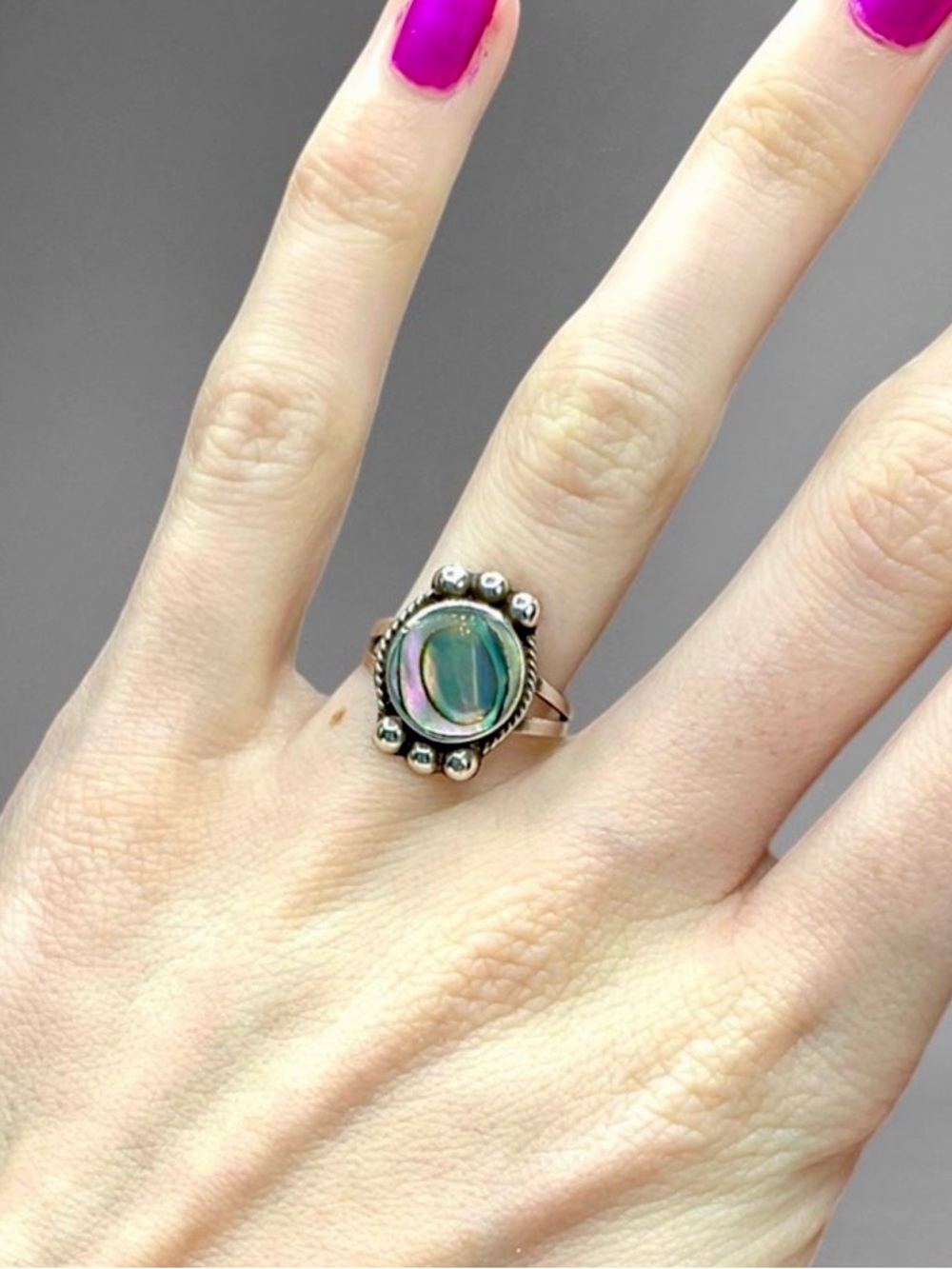 🌺Vintage Taxco Sterling & Abalone Ring - Picture 2 of 11